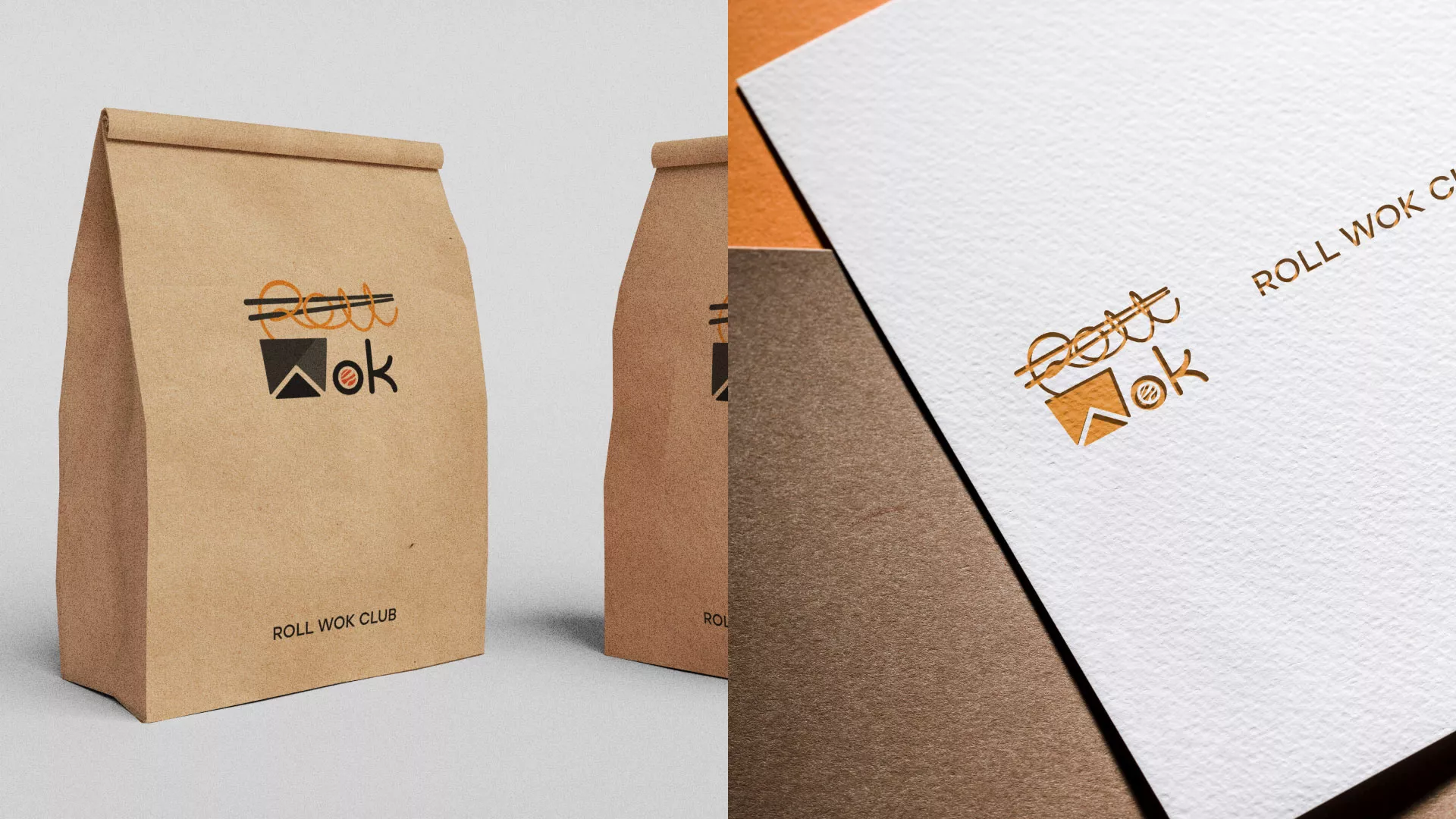 Разработка логотипа суши-бара «Roll Wok Club» в Абинске