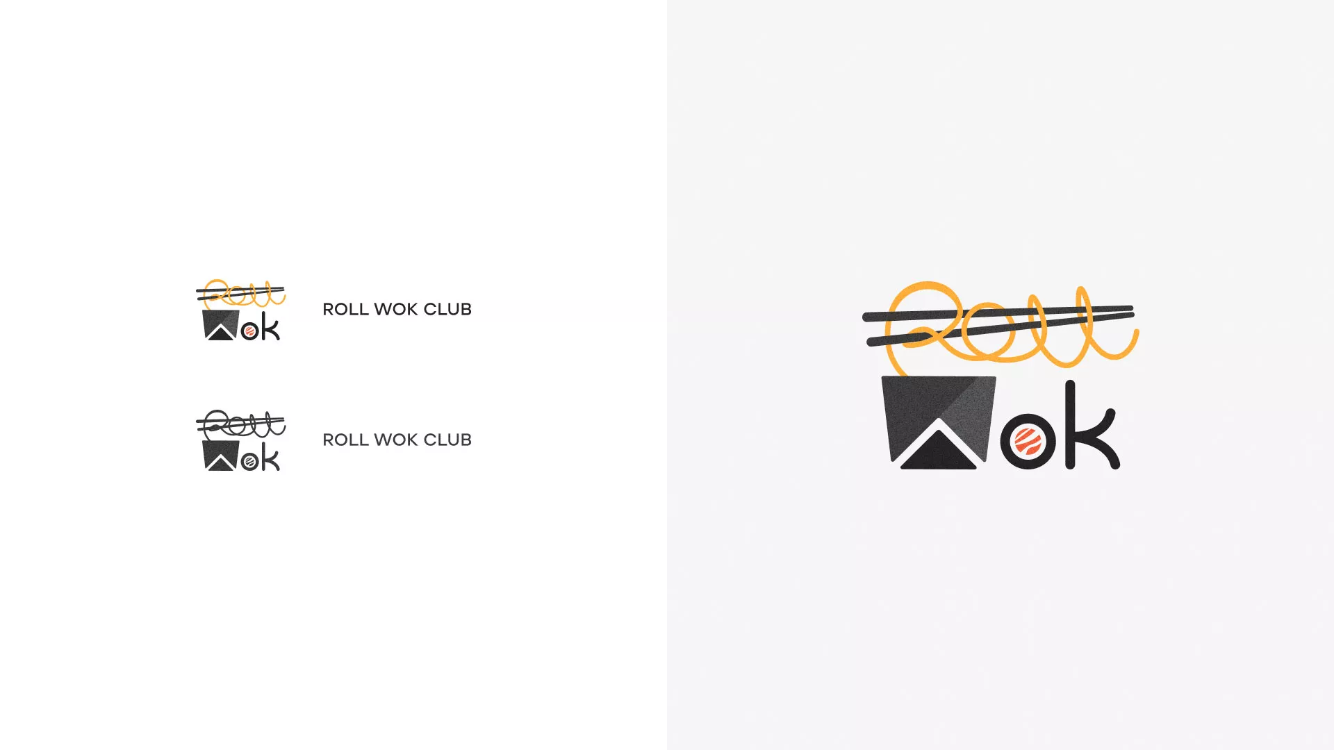 Разработка логотипа суши-бара «Roll Wok Club» в Абинске